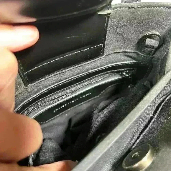 VINTAGE 90s Y2K Black Patent Leather Look Elegant Handbag Purse Women Small - Picture 11 of 13